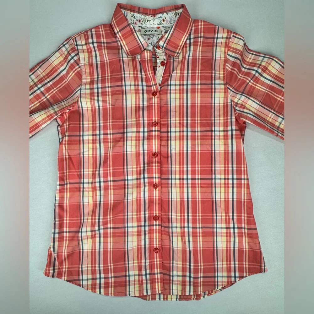 Orvis Multicolored Plaid Striped Long Sleeve Shirt Button down Size 8 - Picture 2 of 7